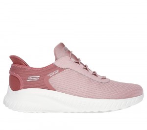 Women Skechers Slip-ins: BOBS Sport Squad Chaos Slip On Shoes Blush Pink USA | 9061-CHNYD