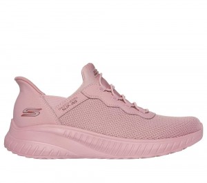 Women Skechers Slip-ins: BOBS Sport Squad Chaos Slip On Shoes Rose USA | 4509-QVNKZ