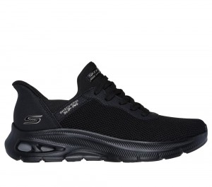 Women Skechers Slip-ins: BOBS Sport Unity Slip On Shoes Black USA | 6041-RJAXG