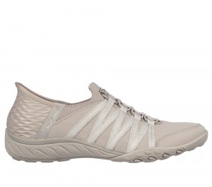 Women Skechers Slip-ins: Breathe-Easy - Roll-With-Me Hands Free Slip Ins Taupe Brown USA | 2513-KEUBZ