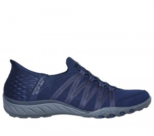 Women Skechers Slip-ins: Breathe-Easy - Roll-With-Me Hands Free Slip Ins Navy USA | 1573-EXFPK