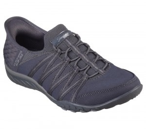 Women Skechers Slip-ins: Breathe-Easy - Roll-With-Me Hands Free Slip Ins Charcoal USA | 2694-PKLYA