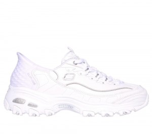 Women Skechers Slip-ins: D'Lites - New Scene Hands Free Slip Ins White / Silver USA | 6529-DSMIW