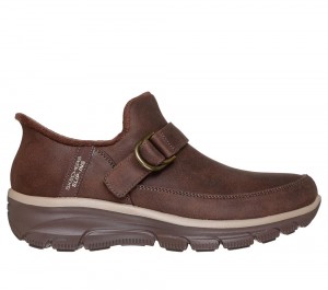 Women Skechers Slip-ins: Easy Going - Fun Habits Boots Chocolate Brown USA | 7263-RSEPG