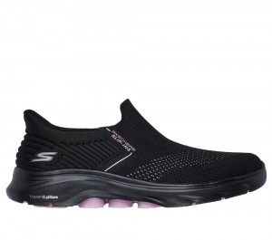 Women Skechers Slip-ins: GO WALK 7 - Ida Hands Free Slip Ins Black / Mauve USA | 3516-THVCX