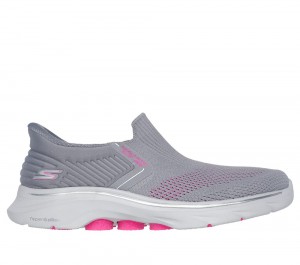 Women Skechers Slip-ins: GO WALK 7 - Ida Sneakers Grey / Hot Pink USA | 4253-CXJBF