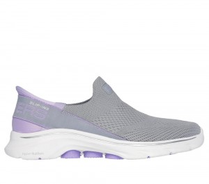 Women Skechers Slip-ins: GO WALK 7 - Mia Hands Free Slip Ins Grey / Lavender USA | 1526-GJPNQ