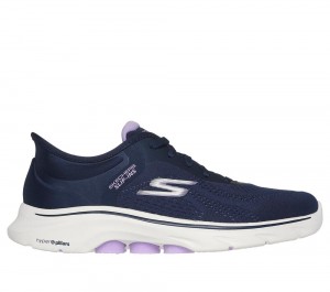 Women Skechers Slip-ins: GO WALK 7 - Valin Hands Free Slip Ins Navy / Lavender USA | 7518-JIOVE