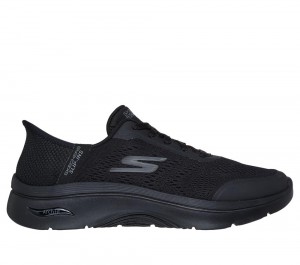 Women Skechers Slip-ins: GO WALK Arch Fit 2.0 Slip On Shoes Black USA | 7593-XAORM