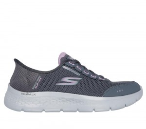 Women Skechers Slip-ins: GO WALK Flex - Clear Creek Hands Free Slip Ins Charcoal / Lavender USA | 5762-YKZME