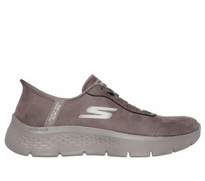 Women Skechers Slip-ins: GO WALK Flex - Mali Slip On Shoes Brown USA | 9825-DUICP