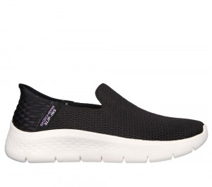 Women Skechers Slip-ins: GO WALK Flex - Relish Hands Free Slip Ins Black / White USA | 4286-CRKTL