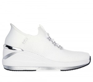 Women Skechers Slip-ins Mark Nason: The Triple Wedge - Dallis Hands Free Slip Ins White USA | 9142-FRWTH