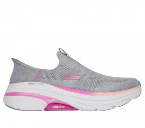 Women Skechers Slip-ins: Max Cushioning Arch Fit 2.0 - Cambridge Hands Free Slip Ins Grey / Pink USA | 5263-HVDNB