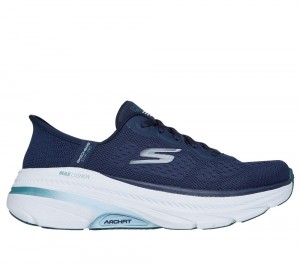 Women Skechers Slip-ins: Max Cushioning Arch Fit 2.0 - Antilles Hands Free Slip Ins Navy / Teal USA | 7531-QYTNH