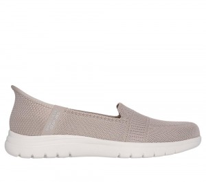 Women Skechers Slip-ins: On-the-GO Flex - Camellia Flat Shoes Taupe Brown USA | 8790-HLSPM