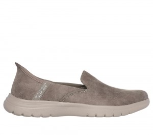 Women Skechers Slip-ins: On-the-GO Flex - Captivating Flat Shoes Taupe Brown USA | 0873-TRFLN