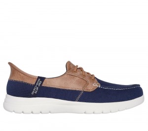Women Skechers Slip-ins: On-the-GO Flex - Palmilla Canvas Shoes Navy USA | 6834-KDMRA
