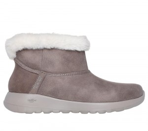 Women Skechers Slip-ins: On-the-GO Joy - Cozy Dream Slip On Shoes Dark Taupe USA | 6719-REHMG