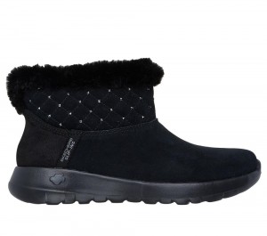 Women Skechers Slip-ins: On-the-GO Joy - Cozy Shimmer Slip On Shoes Black USA | 8310-JFTZK