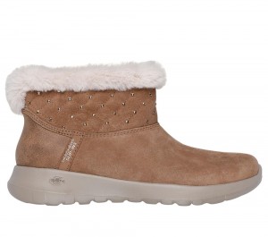 Women Skechers Slip-ins: On-the-GO Joy - Cozy Shimmer Boots Chestnut Brown USA | 2645-KJGQI
