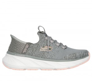 Women Skechers Slip-ins Relaxed Fit: Edgeride Hands Free Slip Ins Green / Orange USA | 6518-HMOFZ