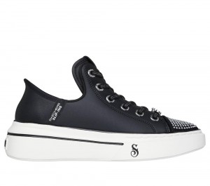 Women Skechers Slip-ins: Snoop One - Rhine-Stoned Toe Hands Free Slip Ins Black USA | 7015-IKFOY