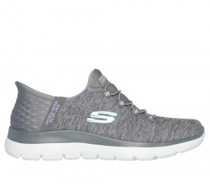 Women Skechers Slip-ins: Summits - Dazzling Haze Slip On Shoes Grey / Multicolor USA | 9743-OXMSZ