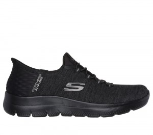Women Skechers Slip-ins: Summits - Dazzling Haze Slip On Shoes Black USA | 9784-PVGMT