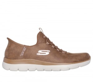 Women Skechers Slip-ins: Summits - Unknown Trail Slip On Shoes Camel Brown USA | 5810-QANWD