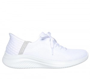 Women Skechers Slip-ins: Ultra Flex 3.0 - Brilliant Slip On Shoes White USA | 1640-RWKHO