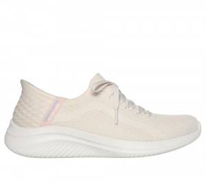Women Skechers Slip-ins: Ultra Flex 3.0 - Brilliant Slip On Shoes Natural White USA | 1709-NXPIO