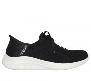 Women Skechers Slip-ins: Ultra Flex 3.0 - Brilliant Slip On Shoes Black USA | 9013-DKREV