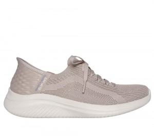 Women Skechers Slip-ins: Ultra Flex 3.0 - Brilliant Hands Free Slip Ins Taupe Brown USA | 5136-QTSDG