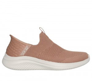 Women Skechers Slip-ins: Ultra Flex 3.0 - Cozy Streak Hands Free Slip Ins Tan Grey USA | 2841-DZWQF