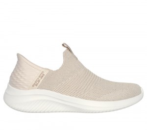 Women Skechers Slip-ins: Ultra Flex 3.0 - Glitter Me Hands Free Slip Ins Natural / Gold USA | 9847-FQUIR