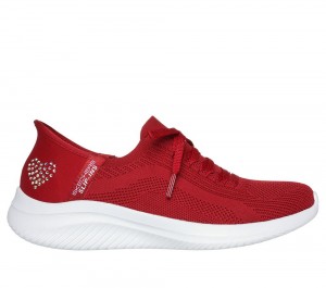 Women Skechers Slip-ins: Ultra Flex 3.0 - Heart Me Hands Free Slip Ins Red USA | 9185-MDPNE