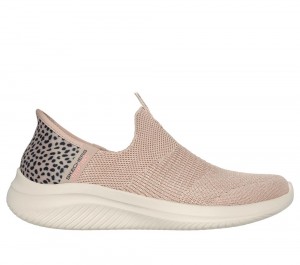 Women Skechers Slip-ins: Ultra Flex 3.0 - New Energy Slip On Shoes Tan / Black USA | 5064-BCIXF