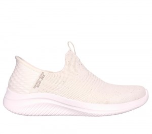 Women Skechers Slip-ins: Ultra Flex 3.0 - Shiny Night Hands Free Slip Ins Off White USA | 0257-SVNRF