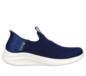 Women Skechers Slip-ins: Ultra Flex 3.0 - Smooth Step Slip On Shoes Navy USA | 3197-KUNPG