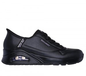 Women Skechers Slip-ins: Uno - Easy Air Hands Free Slip Ins Black USA | 9657-ZMDFX