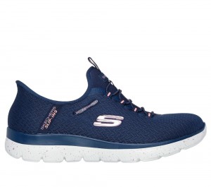 Women Skechers Slip-ins Waterproof: Summits - Best Choice Hands Free Slip Ins Navy / Coral USA | 9042-IYQGM