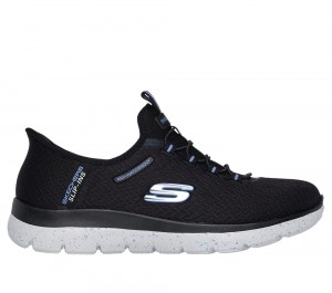 Women Skechers Slip-ins Waterproof: Summits - Best Choice Hands Free Slip Ins Black / Light Blue USA | 7513-NHLQJ