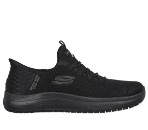 Women Skechers Slip-ins Work: Summits SR - Enslee Hands Free Slip Ins Black USA | 0257-LVPTH