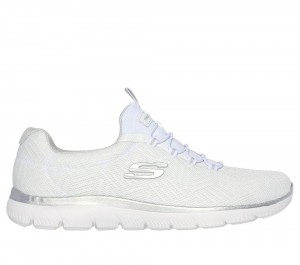 Women Skechers Summits - Artistry Chic Sneakers White / Silver USA | 2136-VOFYB