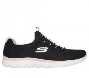 Women Skechers Summits - Artistry Chic Sneakers Black / Pink USA | 8457-LWFPY