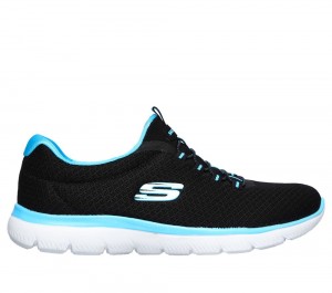 Women Skechers Summits Sneakers Black / Turquoise USA | 3618-JUHKM
