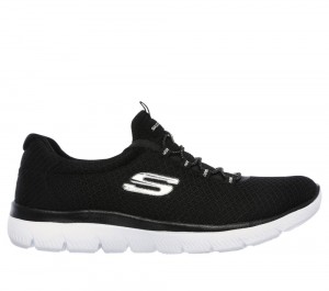 Women Skechers Summits Sneakers Black / White USA | 4397-BREZN