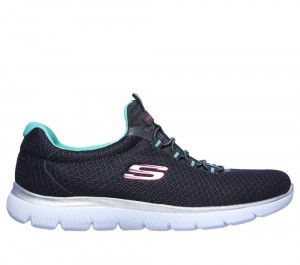 Women Skechers Summits Sneakers Charcoal / Green USA | 3467-QBFTU