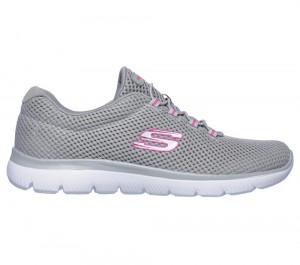 Women Skechers Summits Sneakers Grey / Hot Pink USA | 8953-QZDKW
